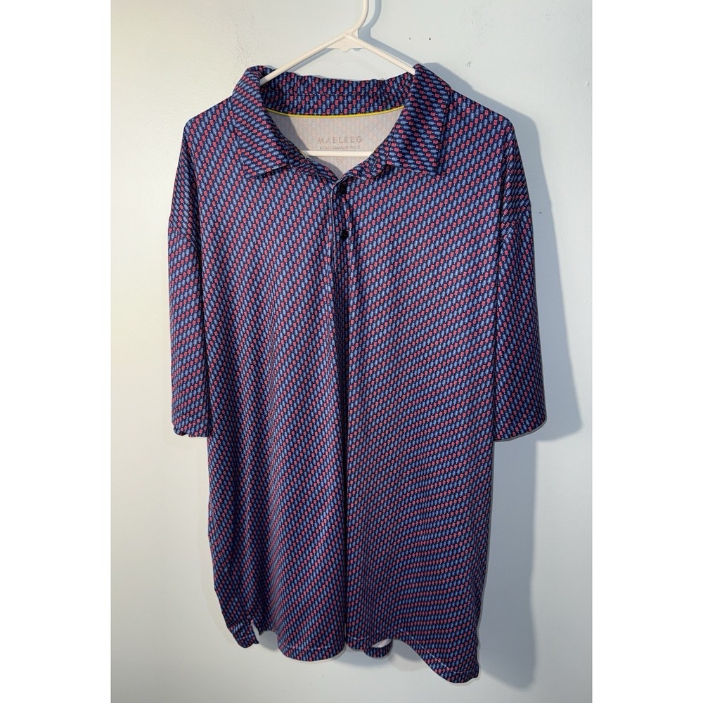 MAELREG Men's Performance Polo Shirt Button Popsicle Print Stretch Golf Size 3XL